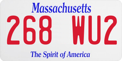 MA license plate 268WU2