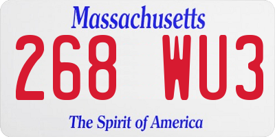 MA license plate 268WU3
