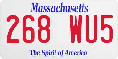 MA license plate 268WU5