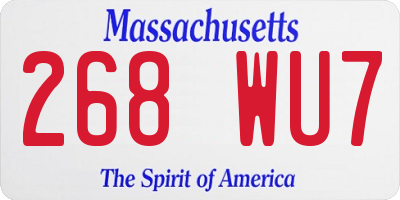 MA license plate 268WU7