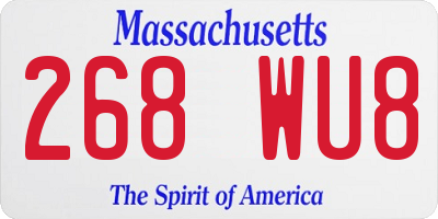 MA license plate 268WU8