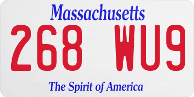 MA license plate 268WU9