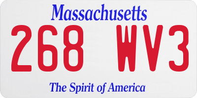 MA license plate 268WV3