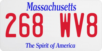 MA license plate 268WV8