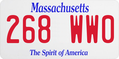 MA license plate 268WW0
