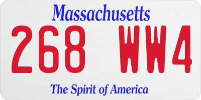 MA license plate 268WW4