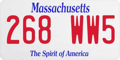 MA license plate 268WW5