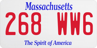 MA license plate 268WW6