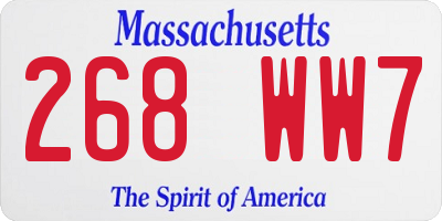 MA license plate 268WW7
