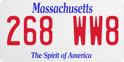 MA license plate 268WW8