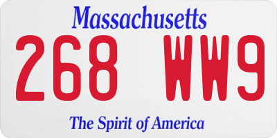 MA license plate 268WW9
