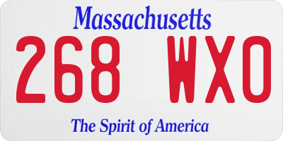 MA license plate 268WX0