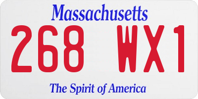 MA license plate 268WX1