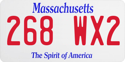 MA license plate 268WX2