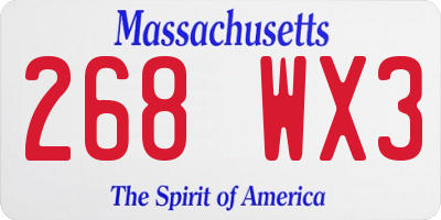 MA license plate 268WX3