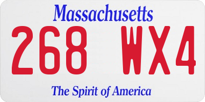 MA license plate 268WX4