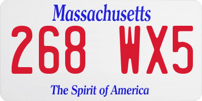 MA license plate 268WX5