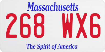 MA license plate 268WX6