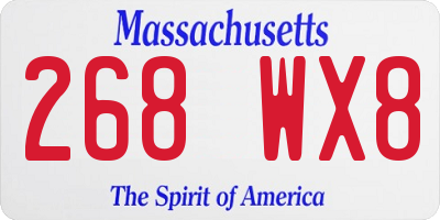 MA license plate 268WX8