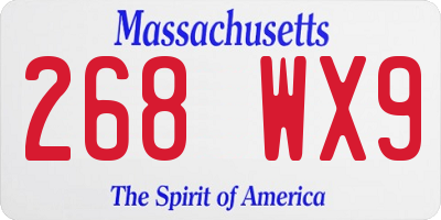 MA license plate 268WX9