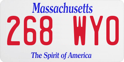 MA license plate 268WY0