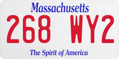 MA license plate 268WY2