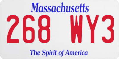 MA license plate 268WY3
