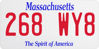 MA license plate 268WY8