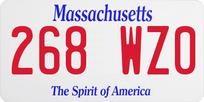 MA license plate 268WZ0