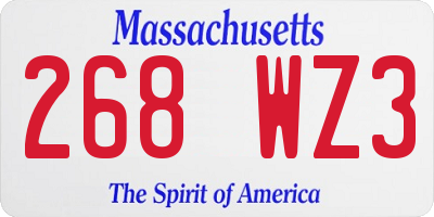 MA license plate 268WZ3
