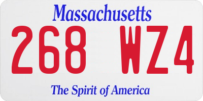 MA license plate 268WZ4