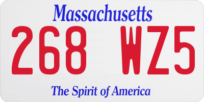 MA license plate 268WZ5