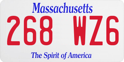 MA license plate 268WZ6