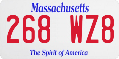 MA license plate 268WZ8