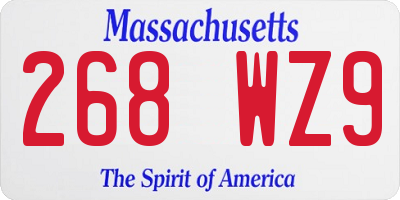 MA license plate 268WZ9