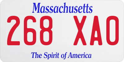 MA license plate 268XA0