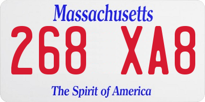 MA license plate 268XA8