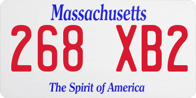MA license plate 268XB2