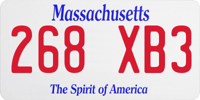 MA license plate 268XB3