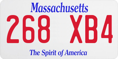 MA license plate 268XB4
