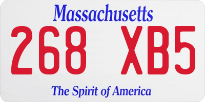 MA license plate 268XB5