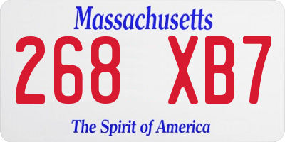 MA license plate 268XB7