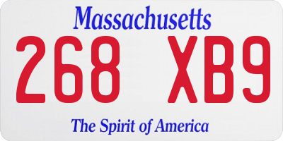 MA license plate 268XB9