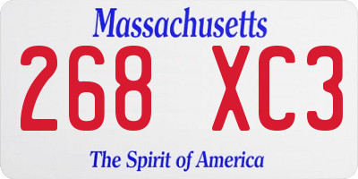 MA license plate 268XC3