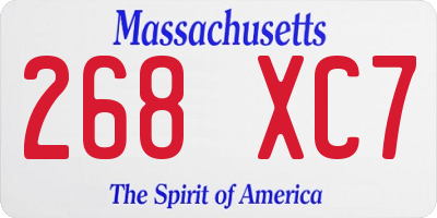 MA license plate 268XC7
