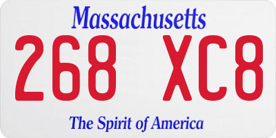 MA license plate 268XC8