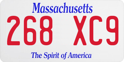 MA license plate 268XC9