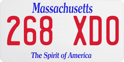 MA license plate 268XD0