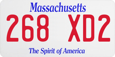 MA license plate 268XD2