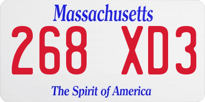 MA license plate 268XD3